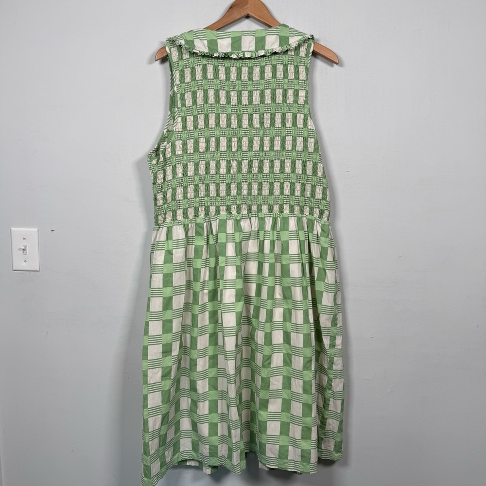 The Drop Plus Size Light Green Gingham Smocked Midi Dress, 2X, Great Condition - Picture 10 of 16
